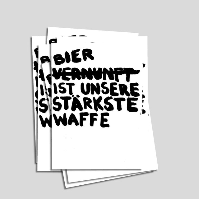 Uwe Lewitzky Postcard – "Bier ist unsere stärkste Waffe"