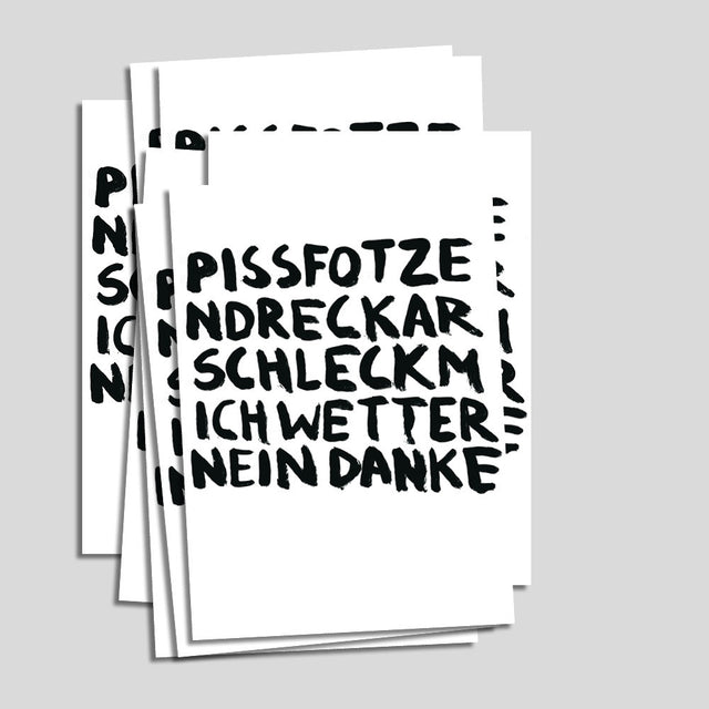 Uwe Lewitzky Postcard – "Pissfotzen Dreckarsch Leckmich"