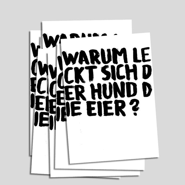 Uwe Lewitzky Postcard – "Warum leckt sich der Hund die Eier?"